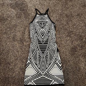 Black and White Aztec Cocktail Dress